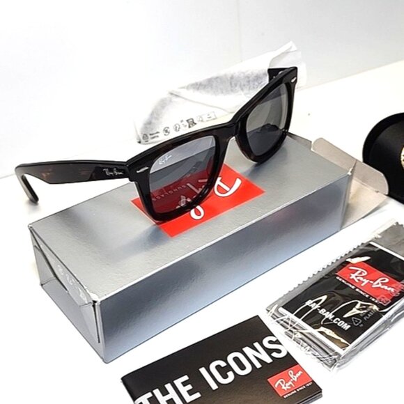 NEW - Ray-Ban RB2140 Wayfarer Sunglasses Havana/Grey Lens 50-22 mm - Unisex - Picture 1 of 9